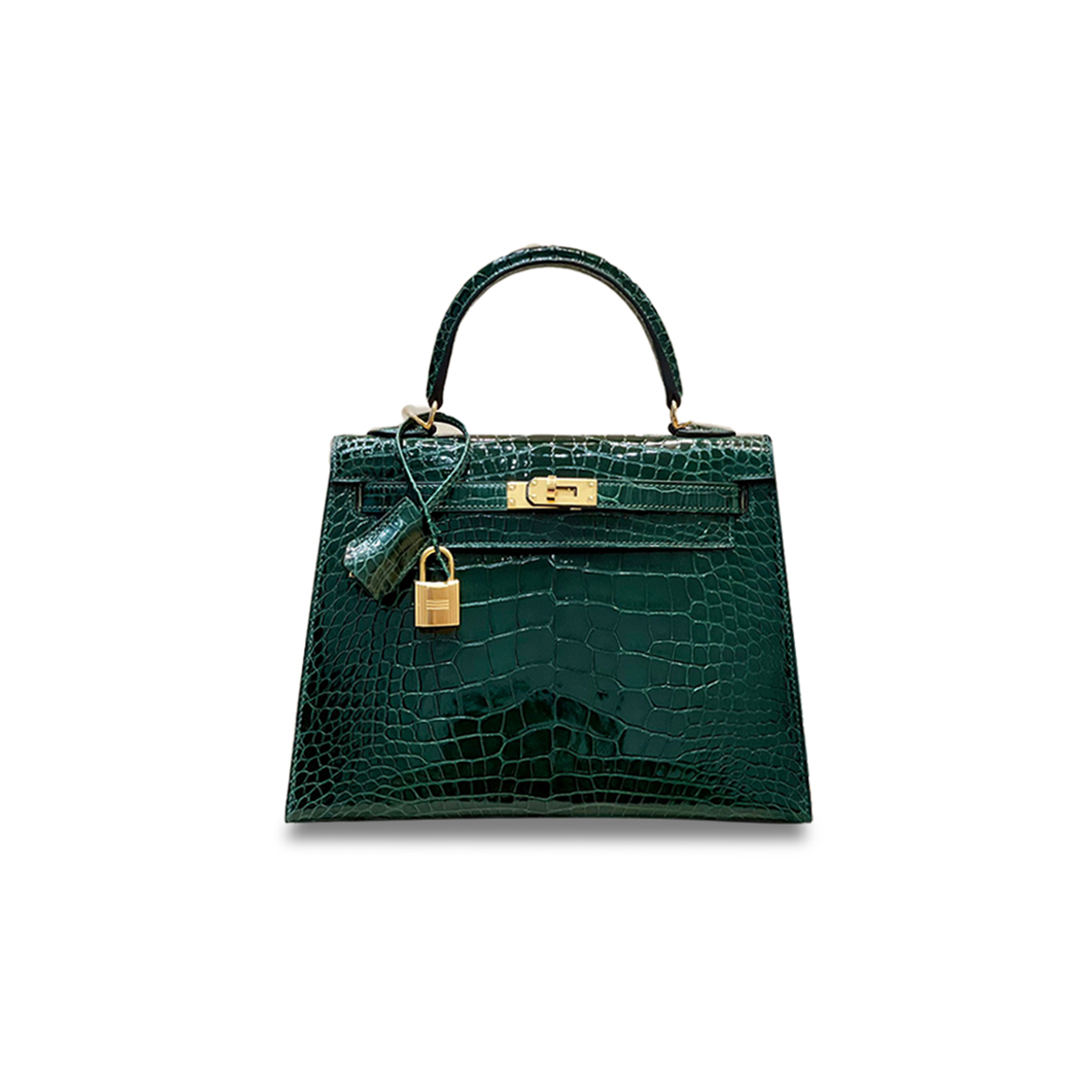 H**mes master kelly 25 crocodile leather emerald gold buckle (25*20*13cm)